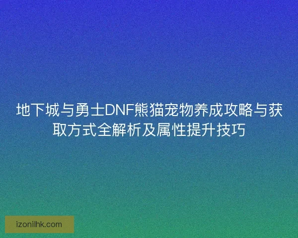 地下城与勇士DNF熊猫宠物养成攻略与获取方式全解析及属性提升技巧